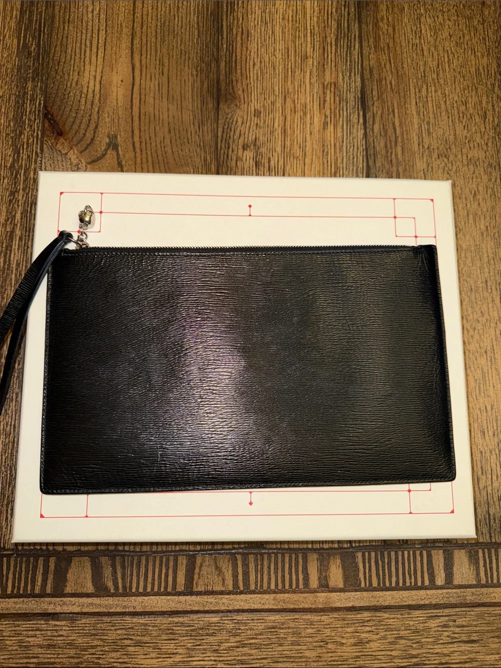 Alexander McQueen Black Leather Wrist Pouch with Zip Pull
